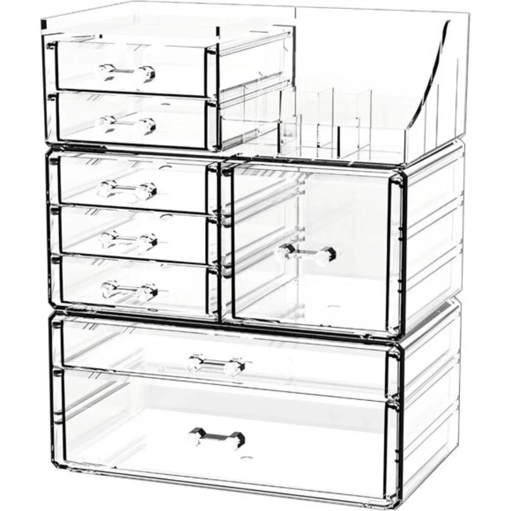 Clear Makeup Organizer, 8-Drawer Stackable Vanity Storage for Skincare & More